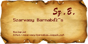 Szarvasy Barnabás névjegykártya